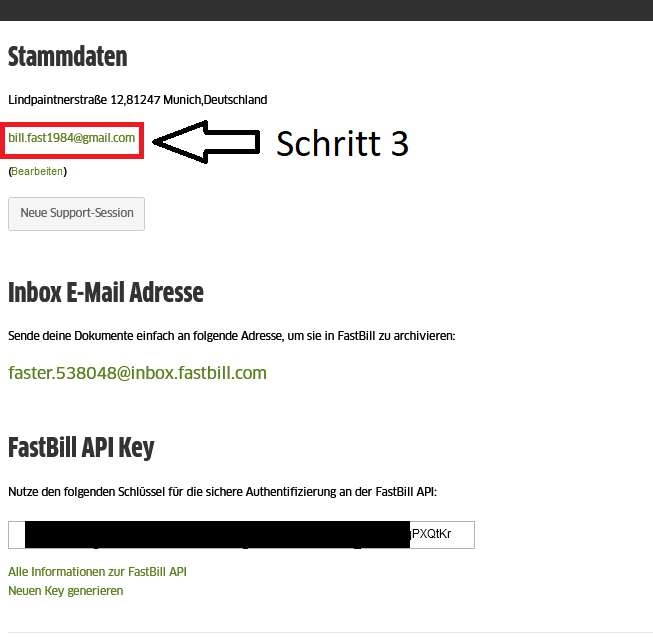FastBill E-mail Adresse