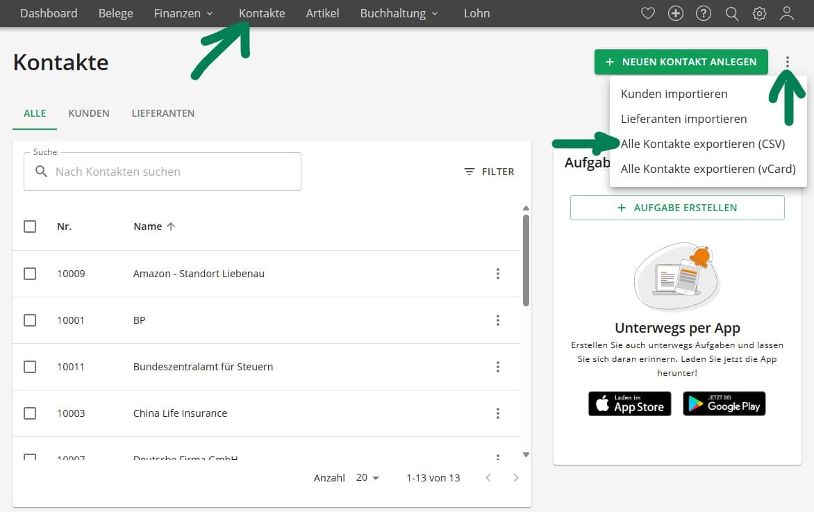 Lexware Daten exportieren Pipedrive Schnittstelle zu lexware Daten vorbereiten